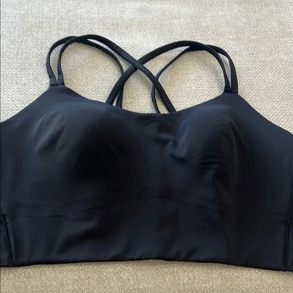 Lululemon longline like a cloud sports bar black sz 10 yoga Pilates gym - Picture 6 of 6